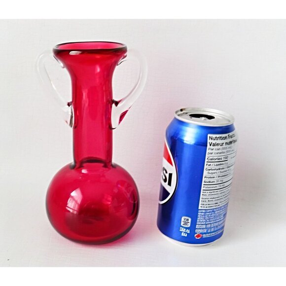 Vintage Cranberry Hand Blown Glass Vase Studio Art Bud Vase Flower - Picture 5 of 5